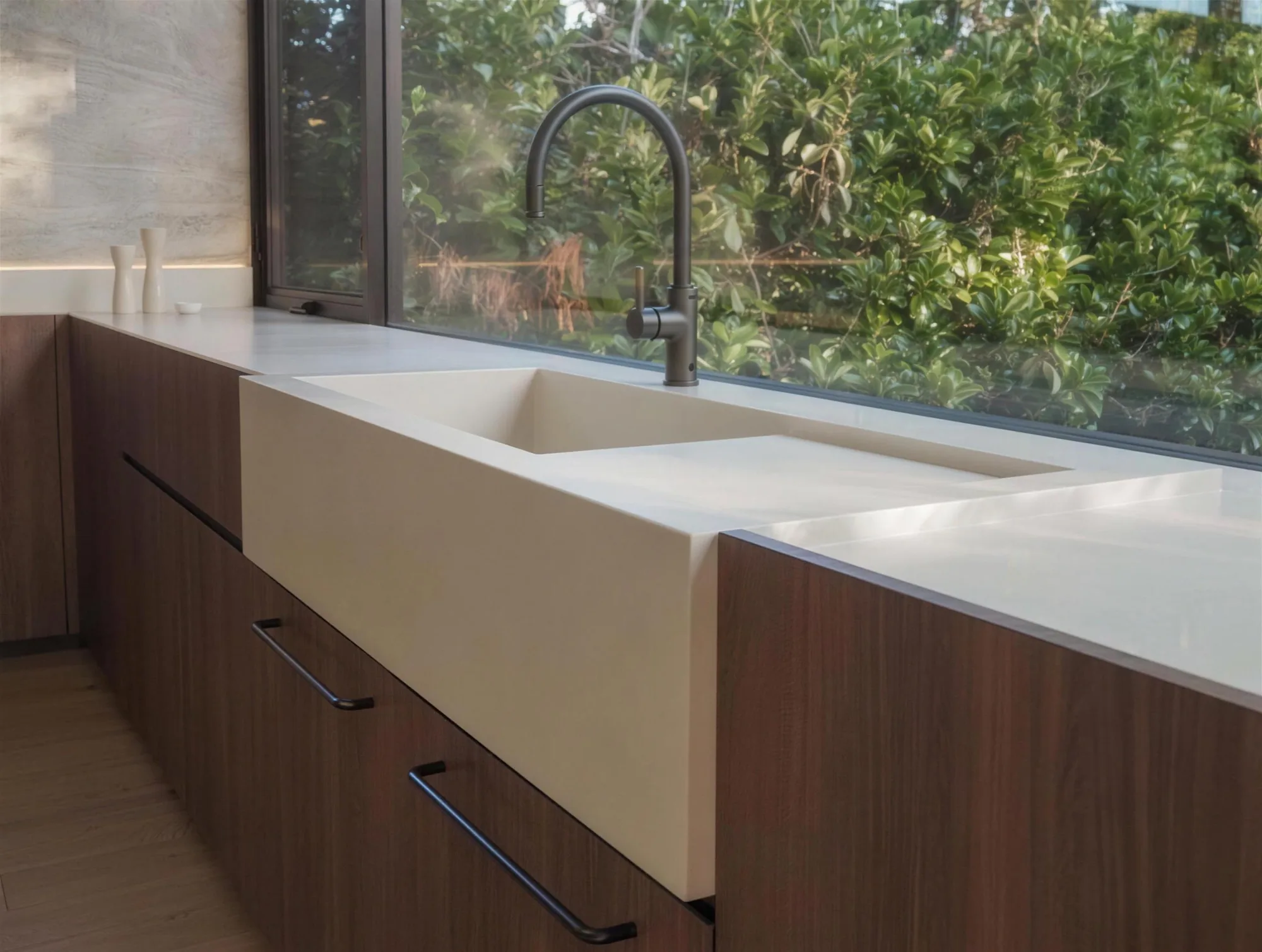 Kahibah: concrete-look tops in a timber cottage